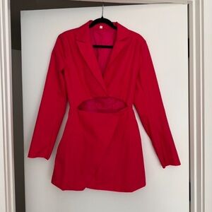 Chic Red Blazer Dress with Cutout Detail